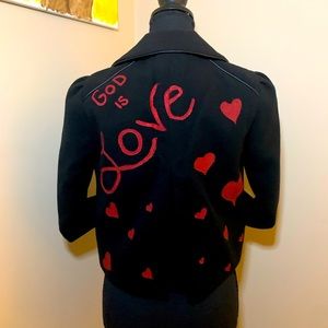 Black wool crop peacoat, Sz Small